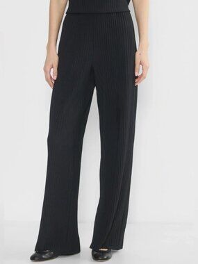 Aritzia Babaton Skilled Pant High Rise Plisse Wide Leg Black Size M